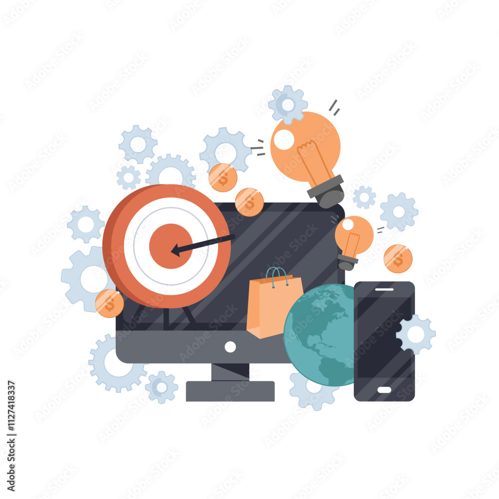 Canvas Prints finding target of market concept. flat vector illustration