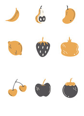 Fruits stawberries lemon cherry sheet