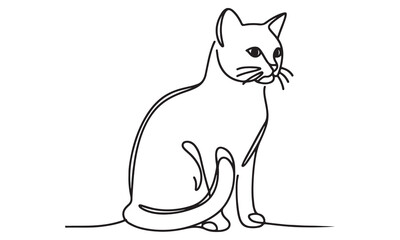 Cute black kitten with a bow, a domestic feline vector illustration