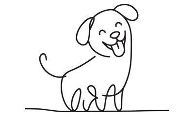 The happy cartoon dog with a bone in its mouth, a playful canine character, is a cute illustration