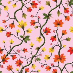 seamless pattern with autumn leaves