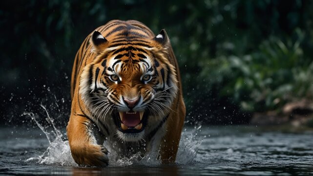 TIGRA SOBRE EL AGUA, GRU&Ntilde;ENDO