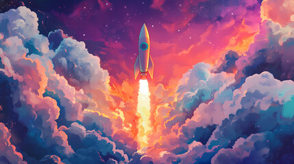 rocket launching cartoon