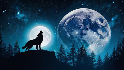 "The Silent Howl: A Wolf's Shadow Under the Moonlight"