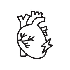 Heart attack icon Vector flat thin line illustration