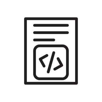 HTML script icon Vector flat thin line illustration