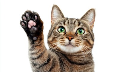 Obraz premium Curious tabby cat with green eyes