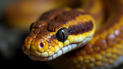Fototapeta premium Captivating Close-Up of a Beautifully Patterned Ball Python Showcasing Nature's Wonders