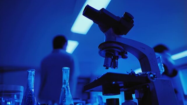 Modern biolab in blue light