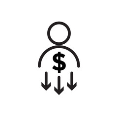 Reduce labor costs icon Vector flat thin line illustration