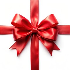 Fototapeta premium Red Ribbon with Bow on Clean White Background Isolated