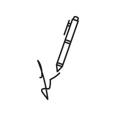 Signature icon Vector flat thin line illustration