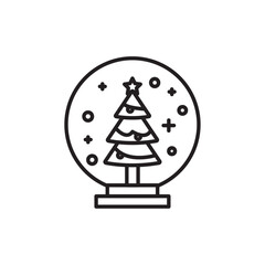 Snow globe icon Vector flat thin line illustration