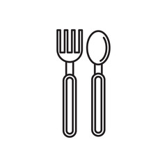 Spoon and fork icon Vector flat thin line illustration