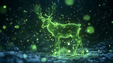 Luminous Reindeer Stands in Winter Snow