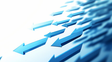 Dynamic array of sleek blue arrows surging forward on pristine white background conveying progress momentum and unified direction bold graphic representation of advancement. Momentum. Illustration