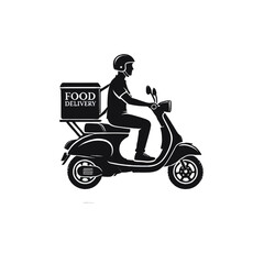 Obraz premium A food delivery boy riding a scooter