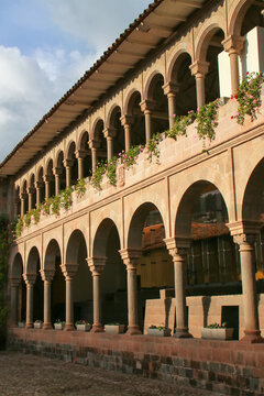 CUSCO, PERU - JANUARY 20: Courtyard of Convent of Santo Domingo in Koricancha complex on January 20, 2015 in Cusco, Peru. Koricancha was the most important temple in the Inca Empire