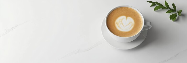 A Perfect Latte Top View - Aromatic latte art, creamy texture, morning bliss, gentle warmth, peaceful moment.