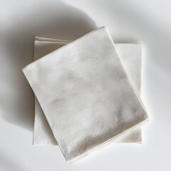 Elegant stack of textured white napkins
