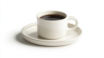 Elegant white coffee cup with dark espresso