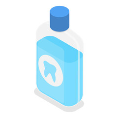 3D Isometric Flat  Illustration of Tooth Cleaning Tools. Item 10