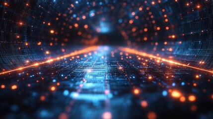 Dynamic futuristic gridlines in blue shades with blank space, perfect for tech and digital innovation projects.