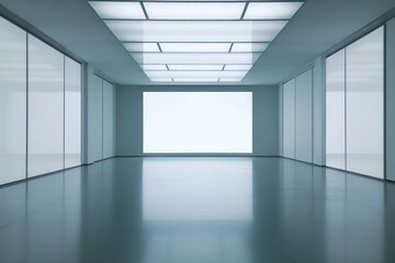 A pristine, empty video conference room awaiting the next meeting