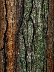 Nature's Texture: A Close-Up of Green-Brown Tree Bark