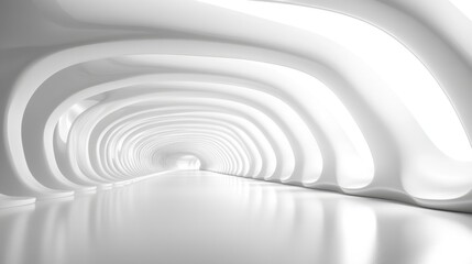Obraz premium Futuristic white curved interior space design