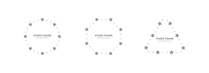 Star frame decorations. Simple graphic outlines