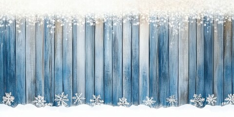 A snowy winter background with wooden planks and snowflakes, creating an enchanting atmosphere for product display or presentation Generative AI