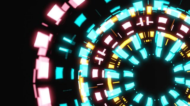 A sci-fi Colorful geometric pattern a technological mechanism. High quality 4k footage