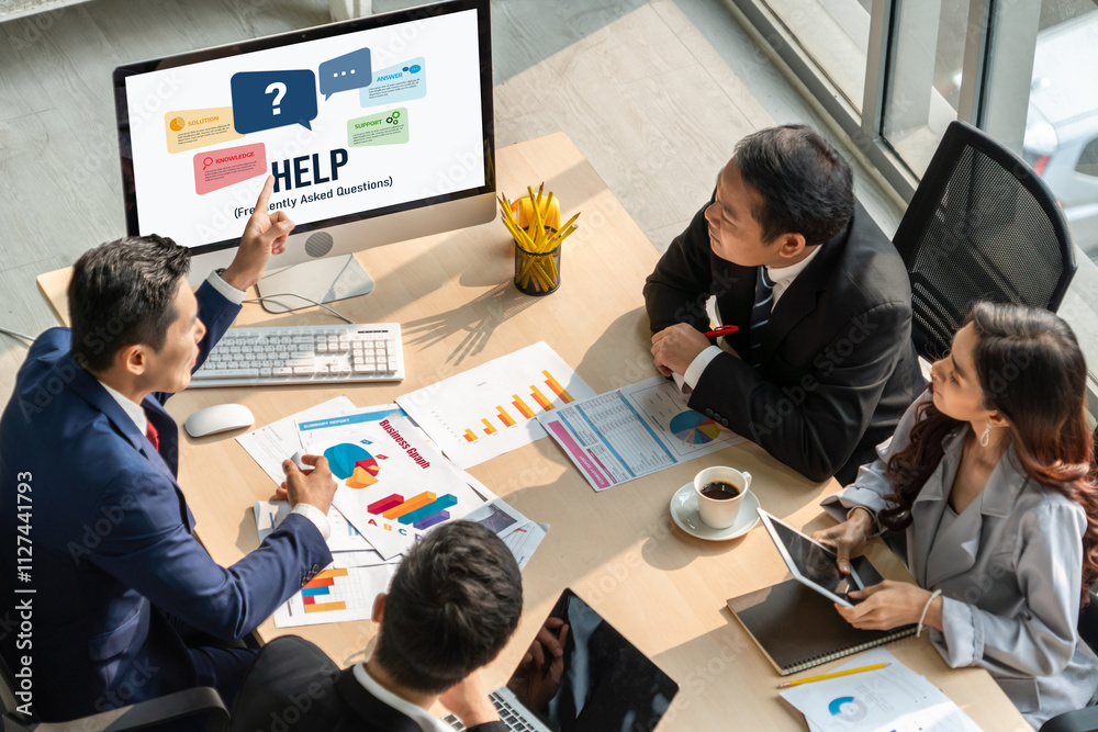 Poster help screen on the website provide answer to faq frequently asked question snugly with knowledge inf