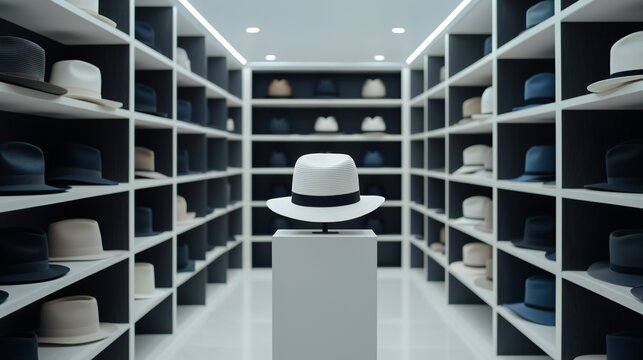 Stylish Hats Collection Modern Fashion Accessories Display - Powered by Adobe