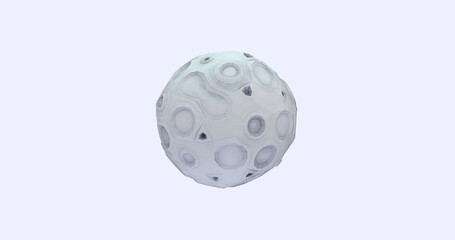 Stylized 3D render of a low poly Moon model with cartoon-inspired textures, set against a light, clean background. Perfect for astronomy, education, or entertainment-themed visuals