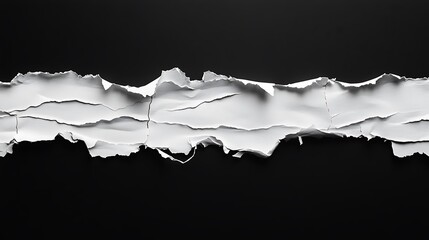 Torn white paper strip on black background. (1)