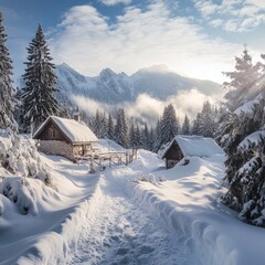 Fototapeta premium Winter's embrace on Vrsic