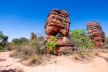 View of some rock formations at the Stone City (Cidade de Pedra) at Serras Gerais - Almas, Tocantins,  Brazil
