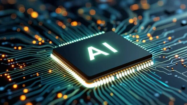 AI Chip Connection. Technology 4k video - Powered by Adobe