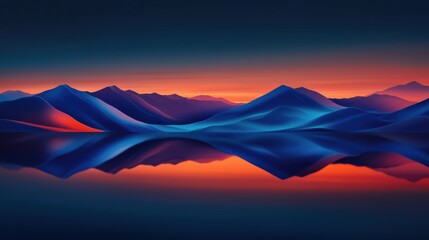 Farbige Bergketten mit glitzerndem See