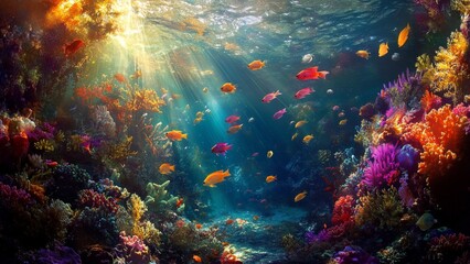 Fototapeta premium Swarm of Fish in a Coral Reef