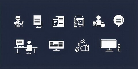 Fototapeta premium Modern Office Workflow Icons Set