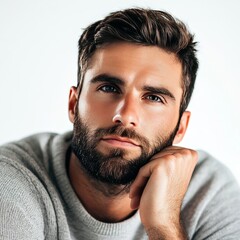 Obraz premium Brooding man on white