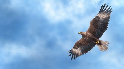 Obraz premium Majestic eagle soaring through clear blue sky wildlife photography nature outdoor aerial view