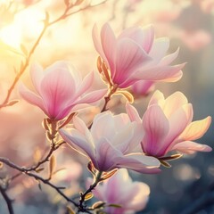 Fototapeta premium Floral dream in magnolia petals.