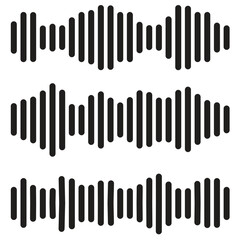 Podcast sound waves and audio soundwave of voice message records, vector icons. Podcast sound waves for online audio streaming and podcasting or music player and mobile phone voice message soundwaves