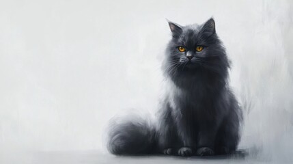 Regal gray persian cat against white background