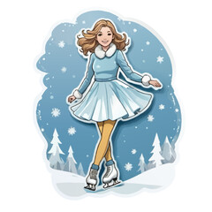 ice skating girl ornament sticker