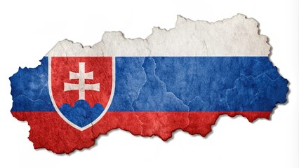 Map of Slovakia with a texture of the Slovak flag on it. White background.